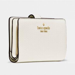 New Kate Spade Medium Compact Bifold Wallet Pebble Leather Meringue